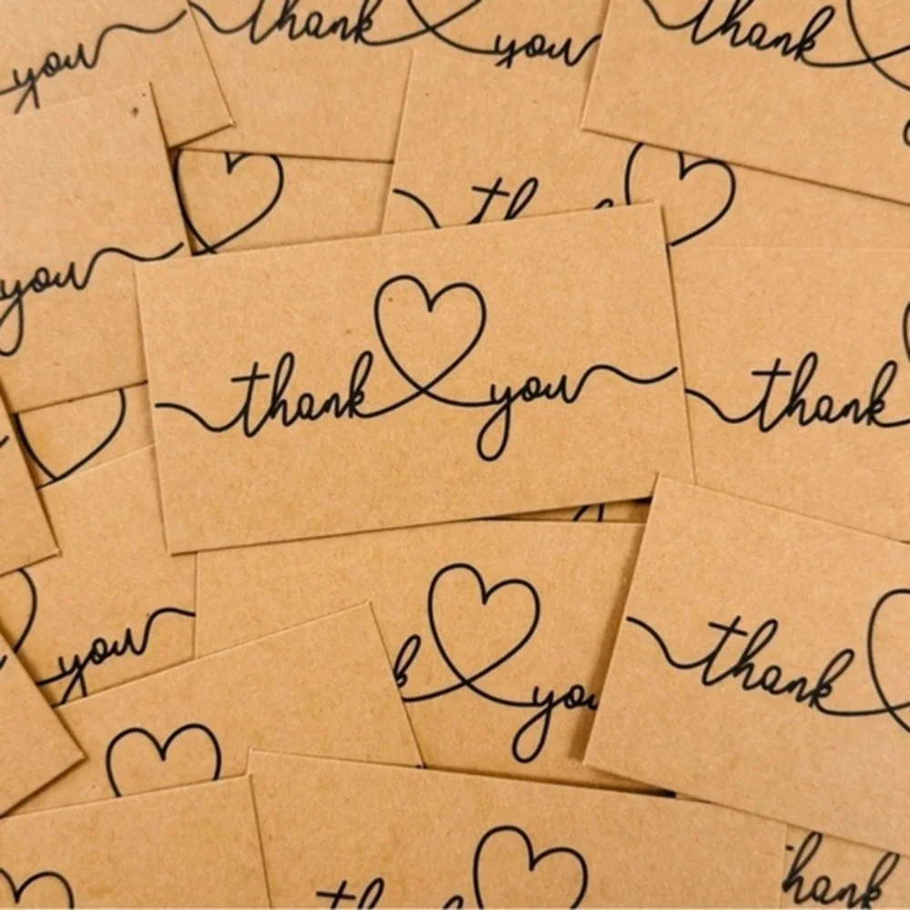 25 Kraft Paper Thank You Cards (2x3.5in)